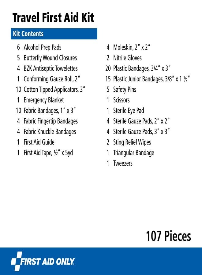 First Aid Only 91701 All-Purpose Mini Emergency First Aid Kit for Home, Car, Travel, and Business, 107 Pieces - Image 3